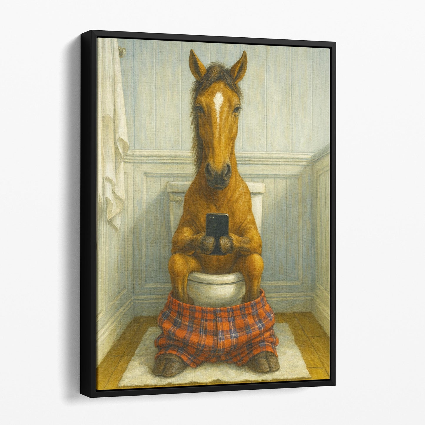 Horse On The Phone On The Toilet
