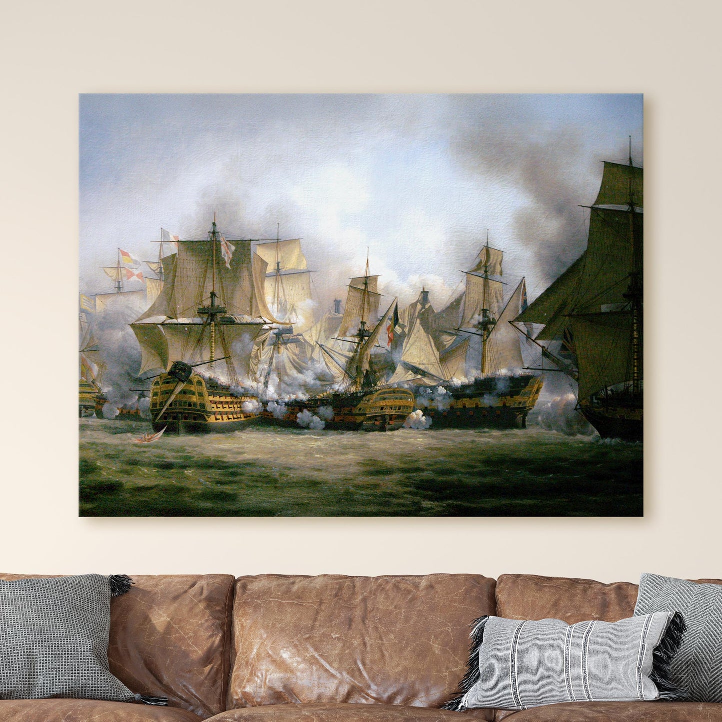 The Redoutable Fighting the Temeraire and HMS Victory at Trafalgar