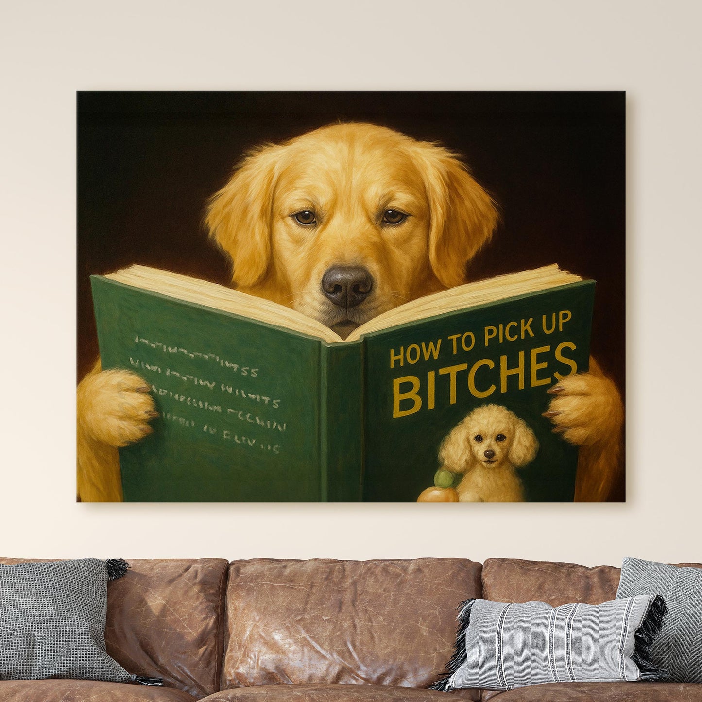 Golden Retriever Dog Reading Dating Book