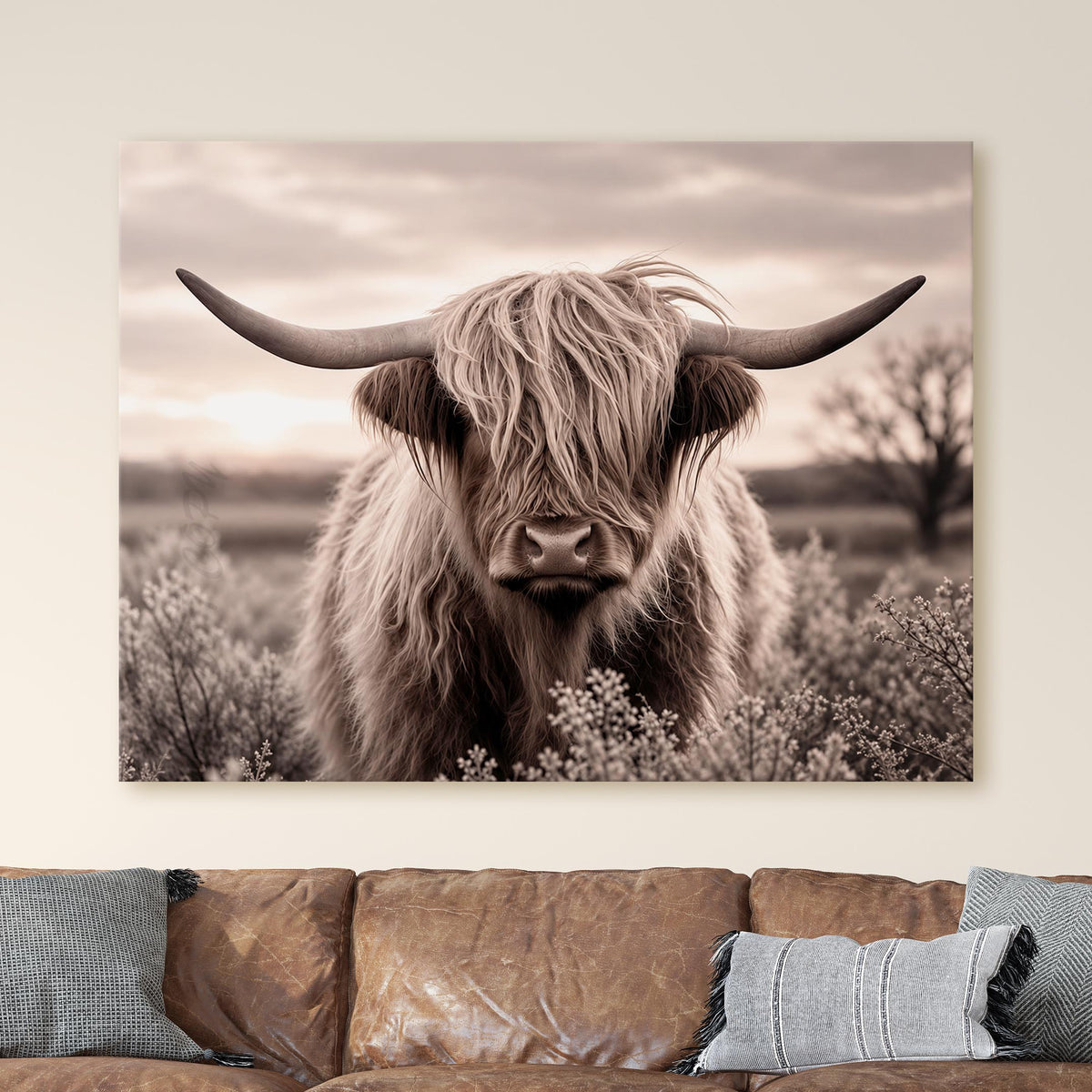 Sepia Highland Cow