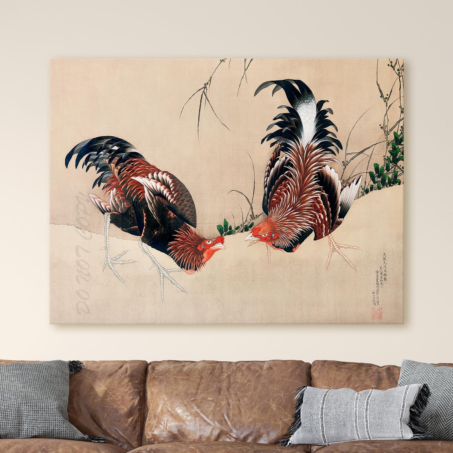 Gamecocks 1838 by Hokusai