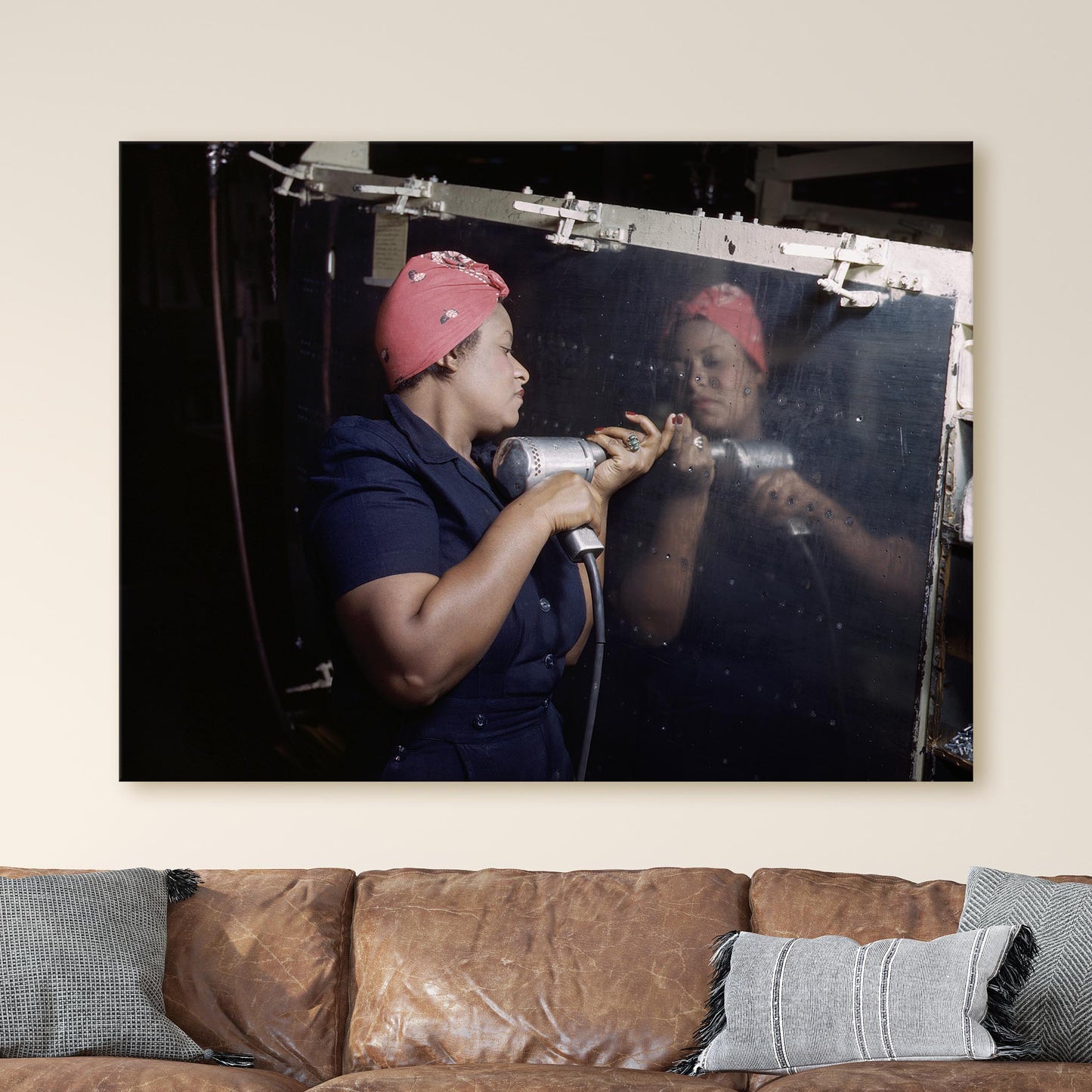 A Real-Life "Rosie the Riveter" Working On An A-31 Vengeance Dive Bomber Airplane 1943, World War Two