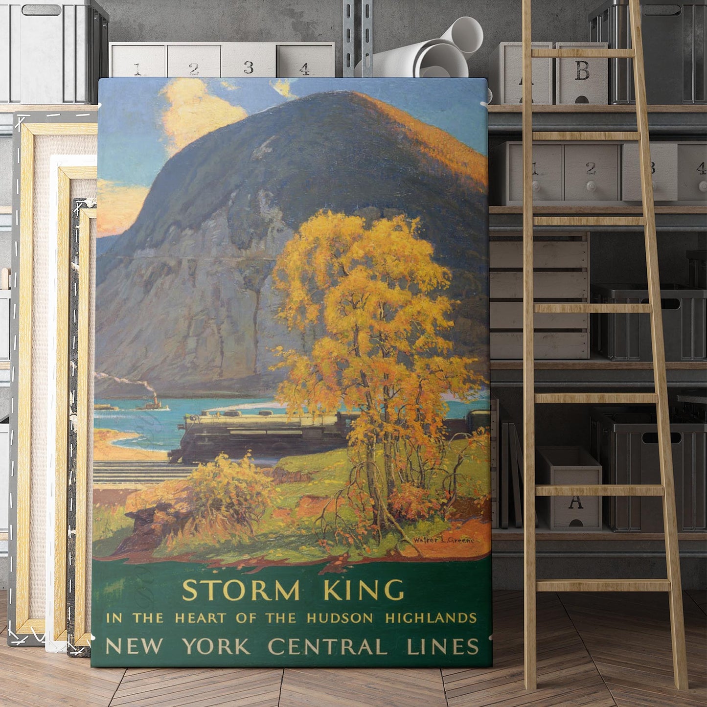 New York Hudson River Train Storm King Highlands Vintage Poster