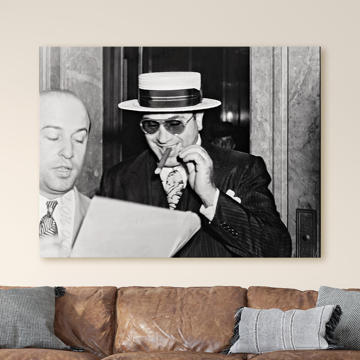 Al Capone Smoking a Cigar After Court Hearing