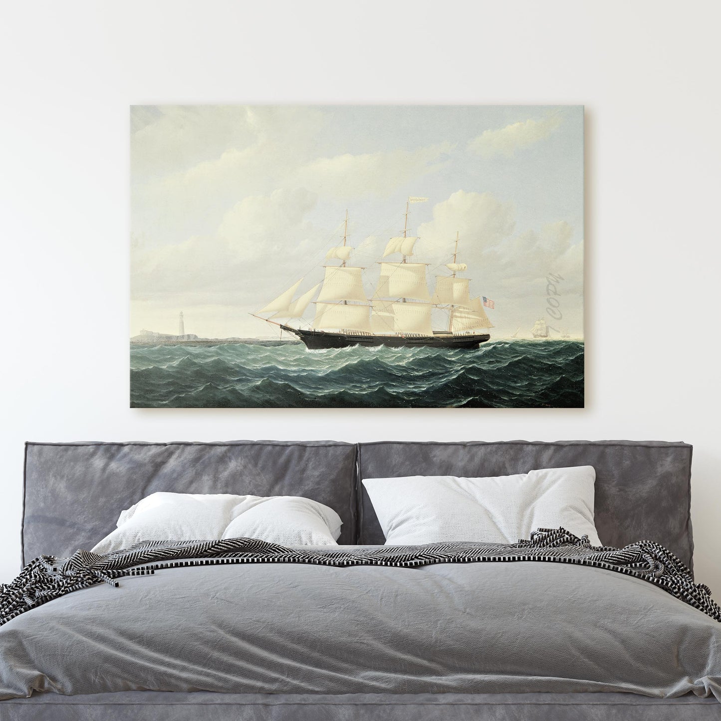 Dashing Wave - Clipper Ship off Boston Light, 1855 by William Bradford