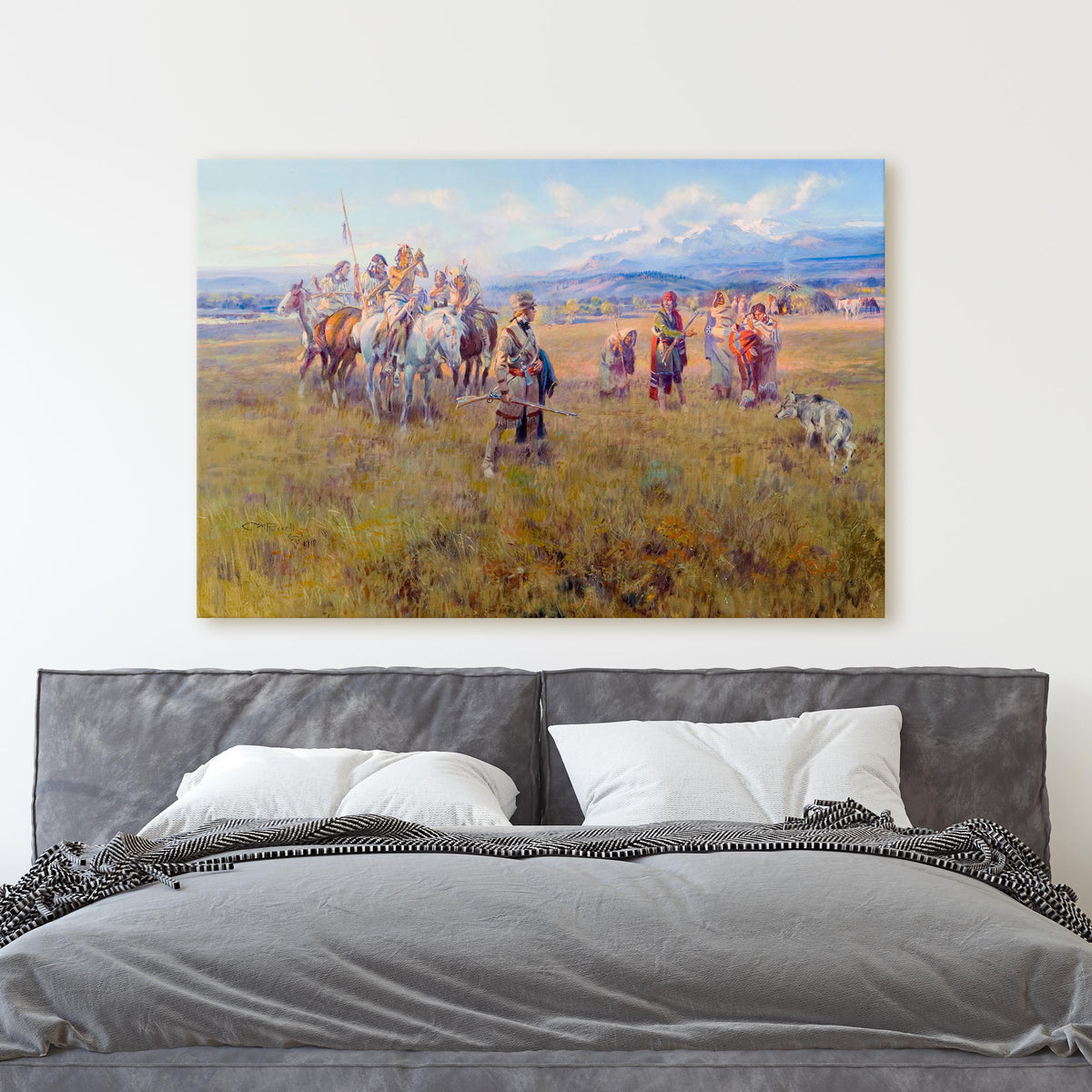 Lewis and Clark Reach Shoshone Camp Led by Sacajawea - Charles M Russell