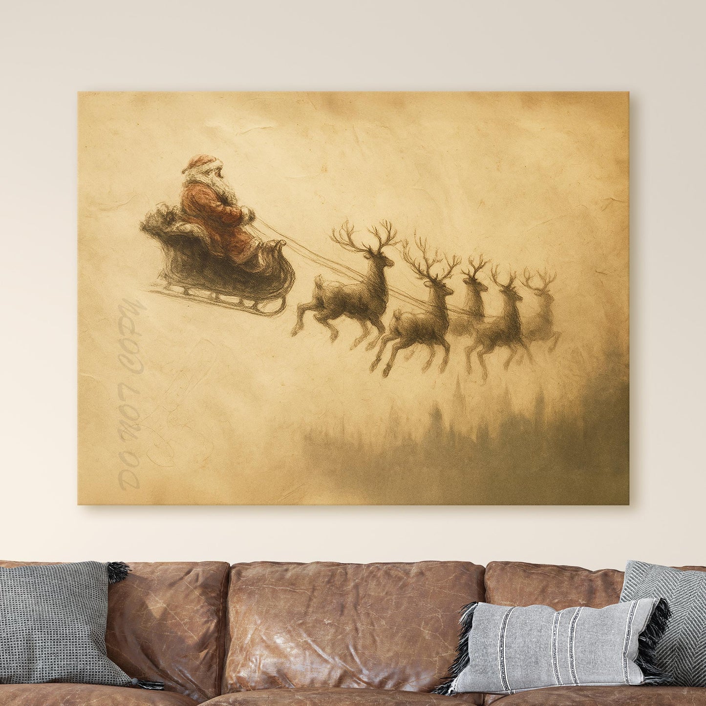 Vintage Santa Claus Sleigh With Reindeer II