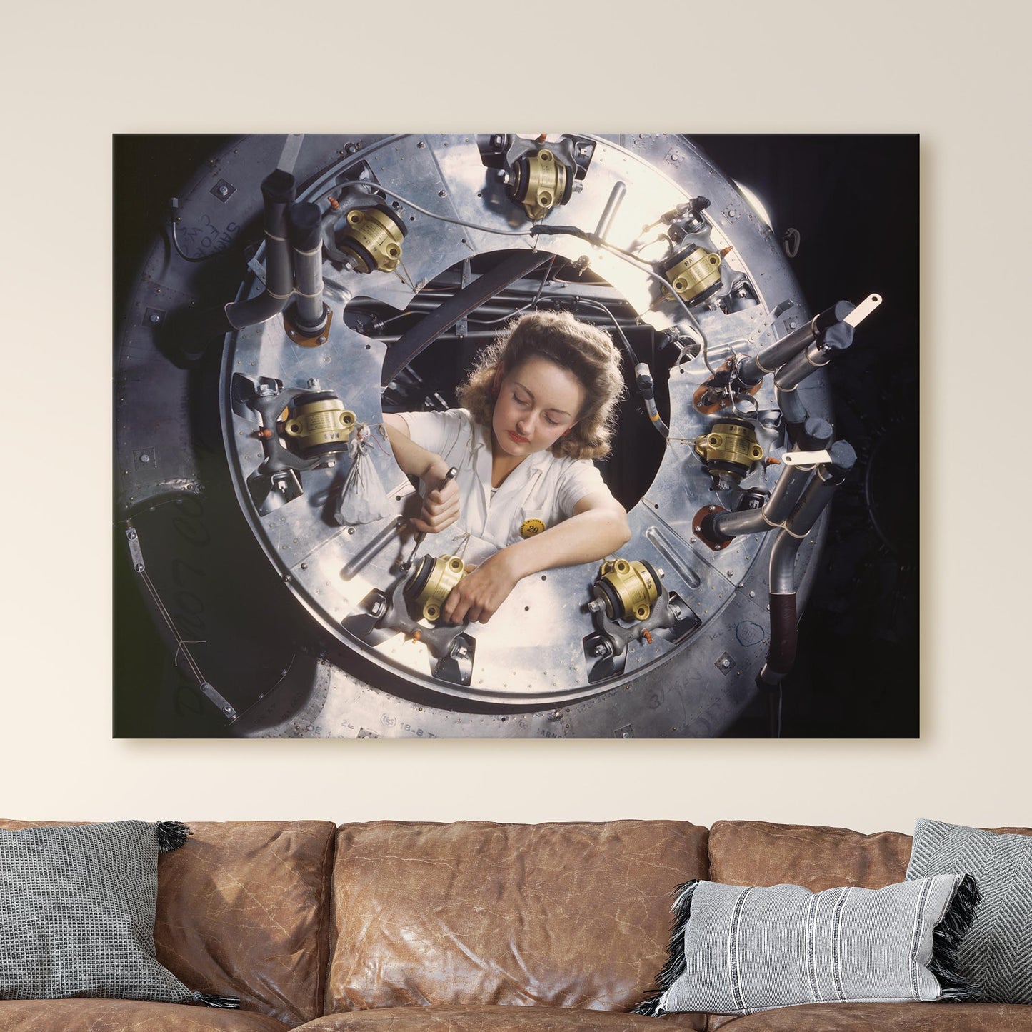 Woman Assembles a B25 Bomber Airplane, World War Two