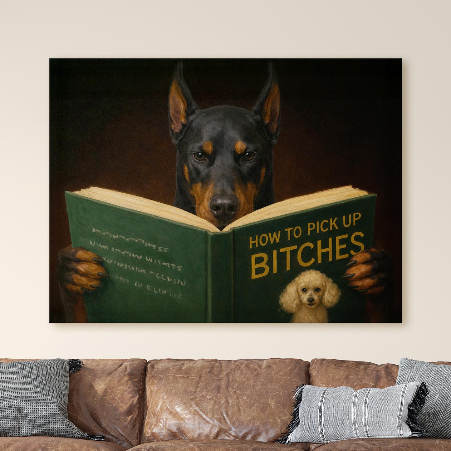 Doberman Pinscher Dog Reading Dating Book