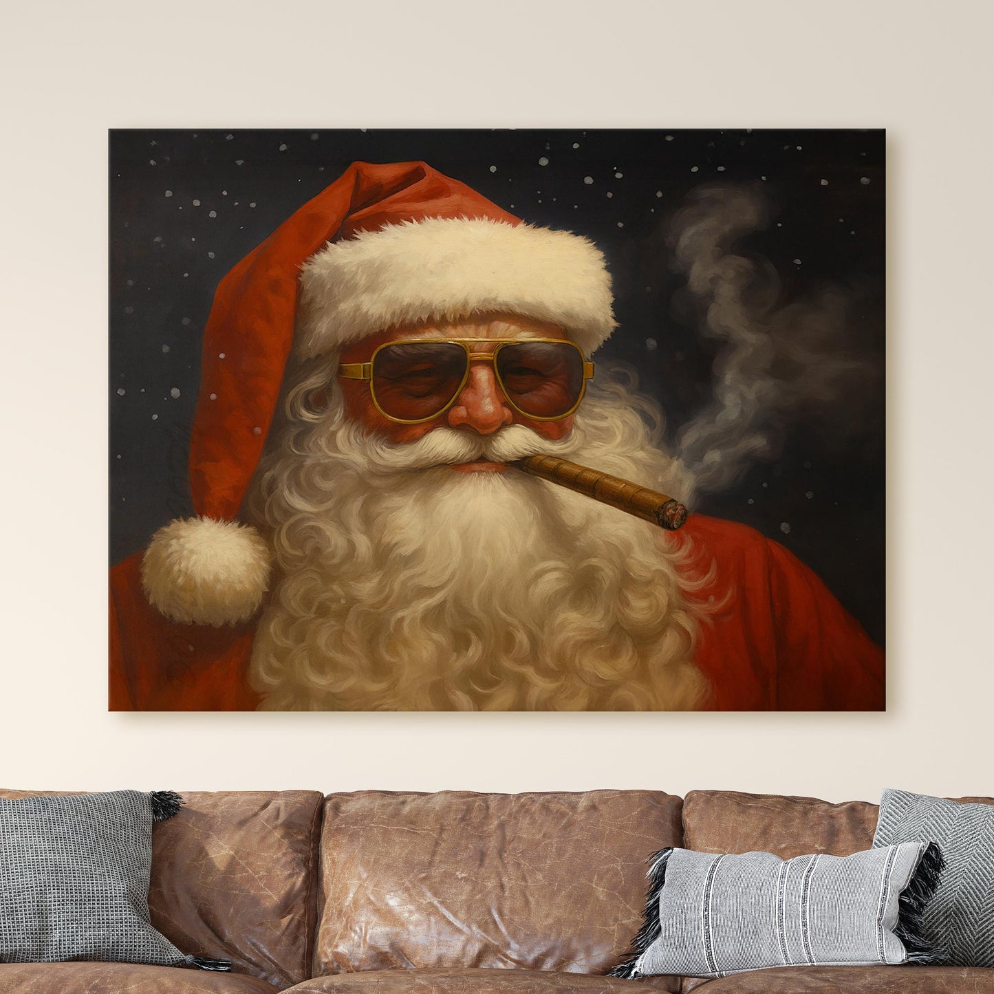 Santa Claus Smoking A Cigar With Sunglasses