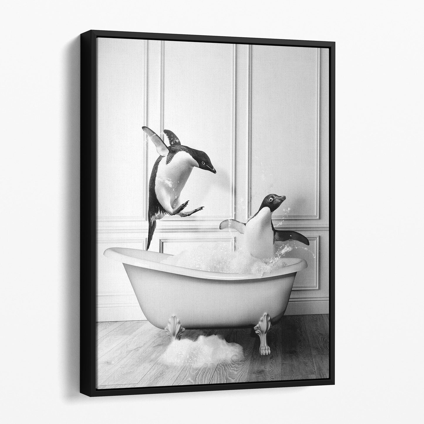 Penguins In Bubble Bath Tub