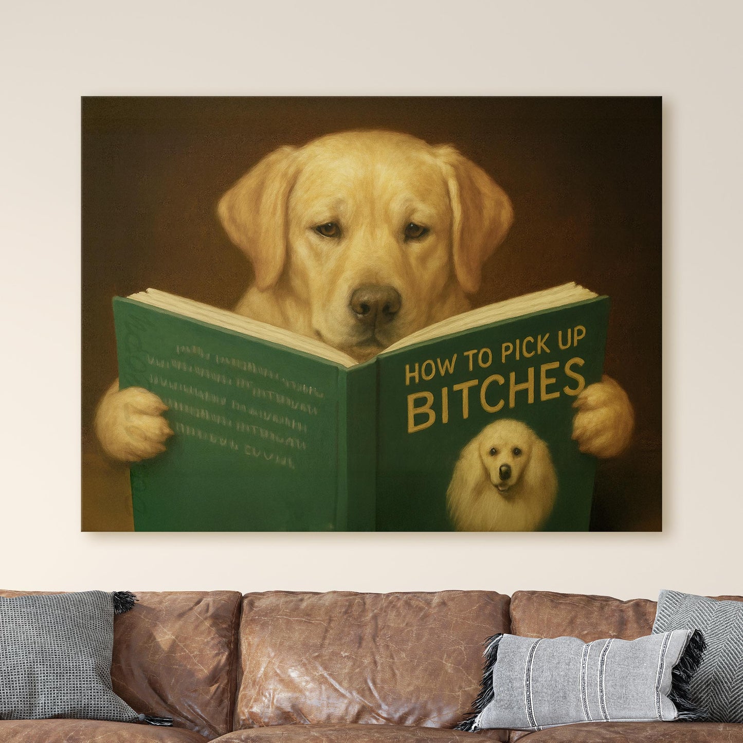 Yellow Labrador Dog Reading Dating Book