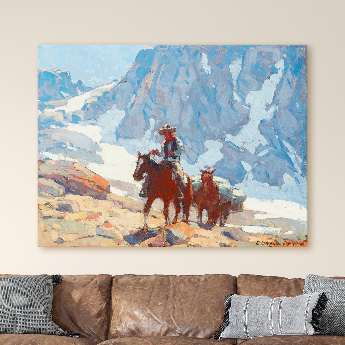 Rider and Pack Horse in the Sierras - Edgar Payne