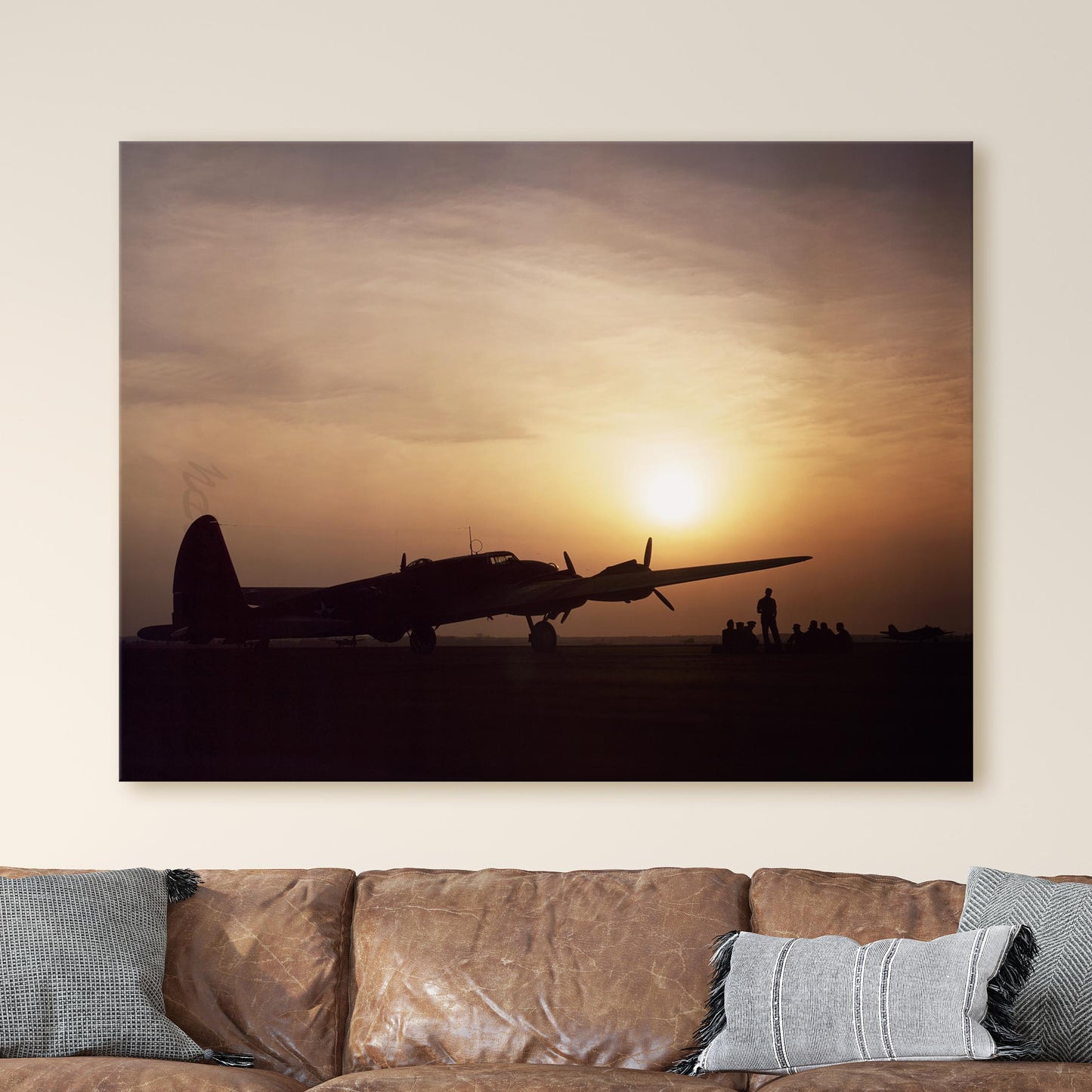 Sunset Silhouette of a B17 Flying Fortress, World War Two