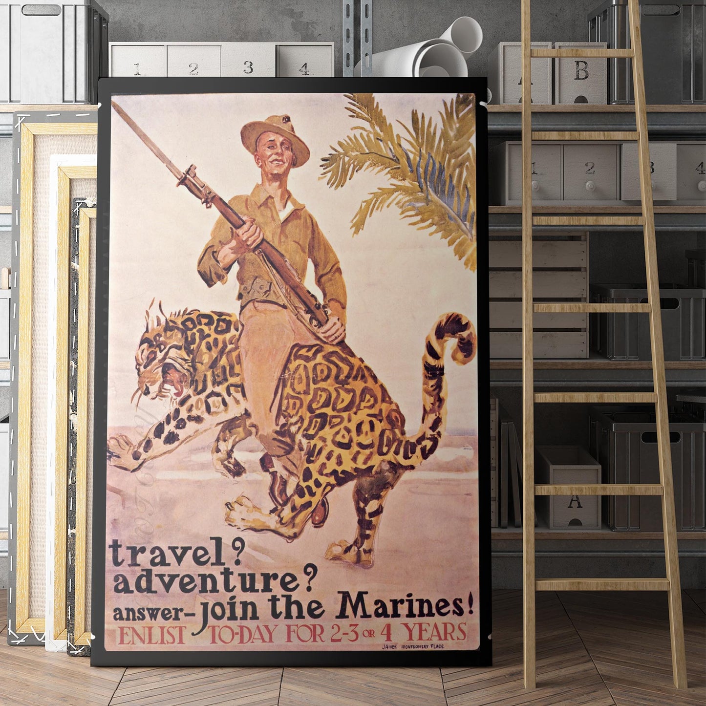 Travel Adventure Join the Marines USA Recruiting Vintage Poster