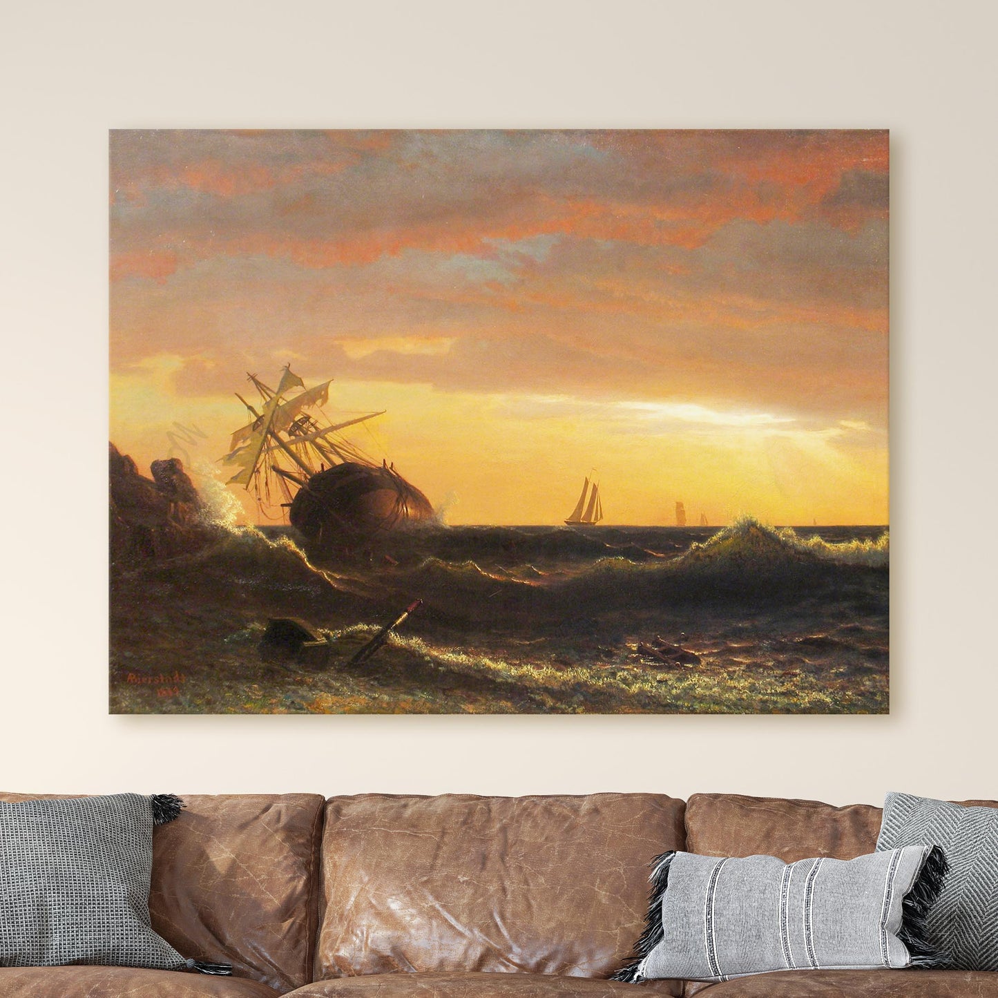 Beached Ship 1859 by Albert Bierstadt
