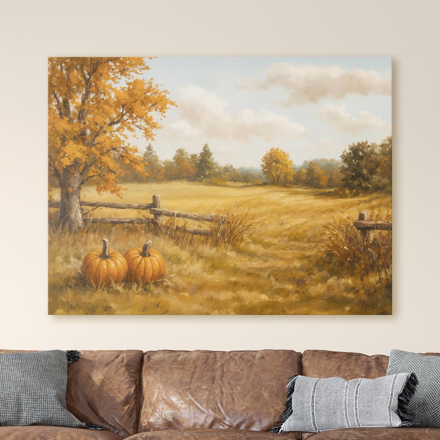 Rustic Autumn Landscape Pumpkin Field