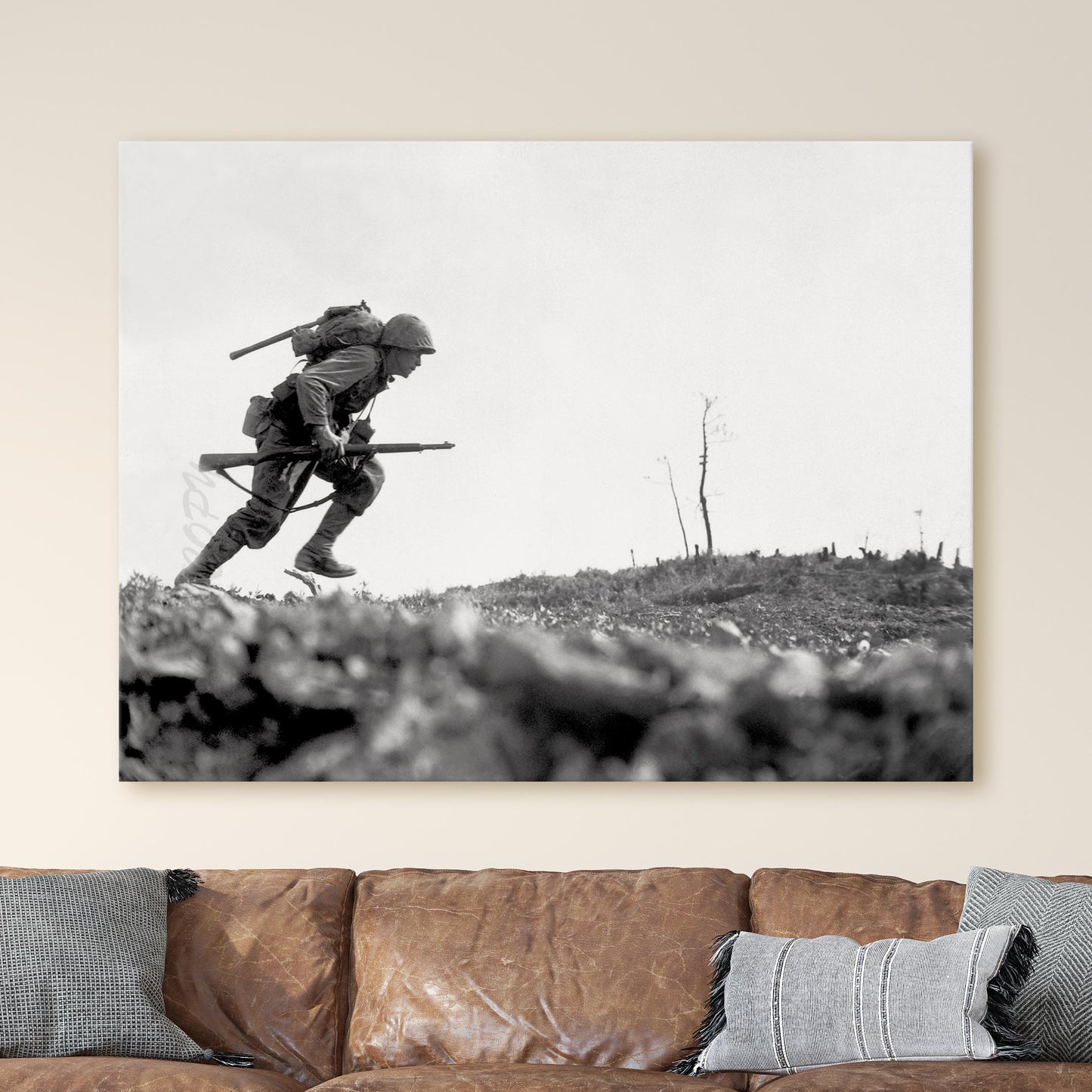 US Marine Dashes Through Valley Of Death, World War Two