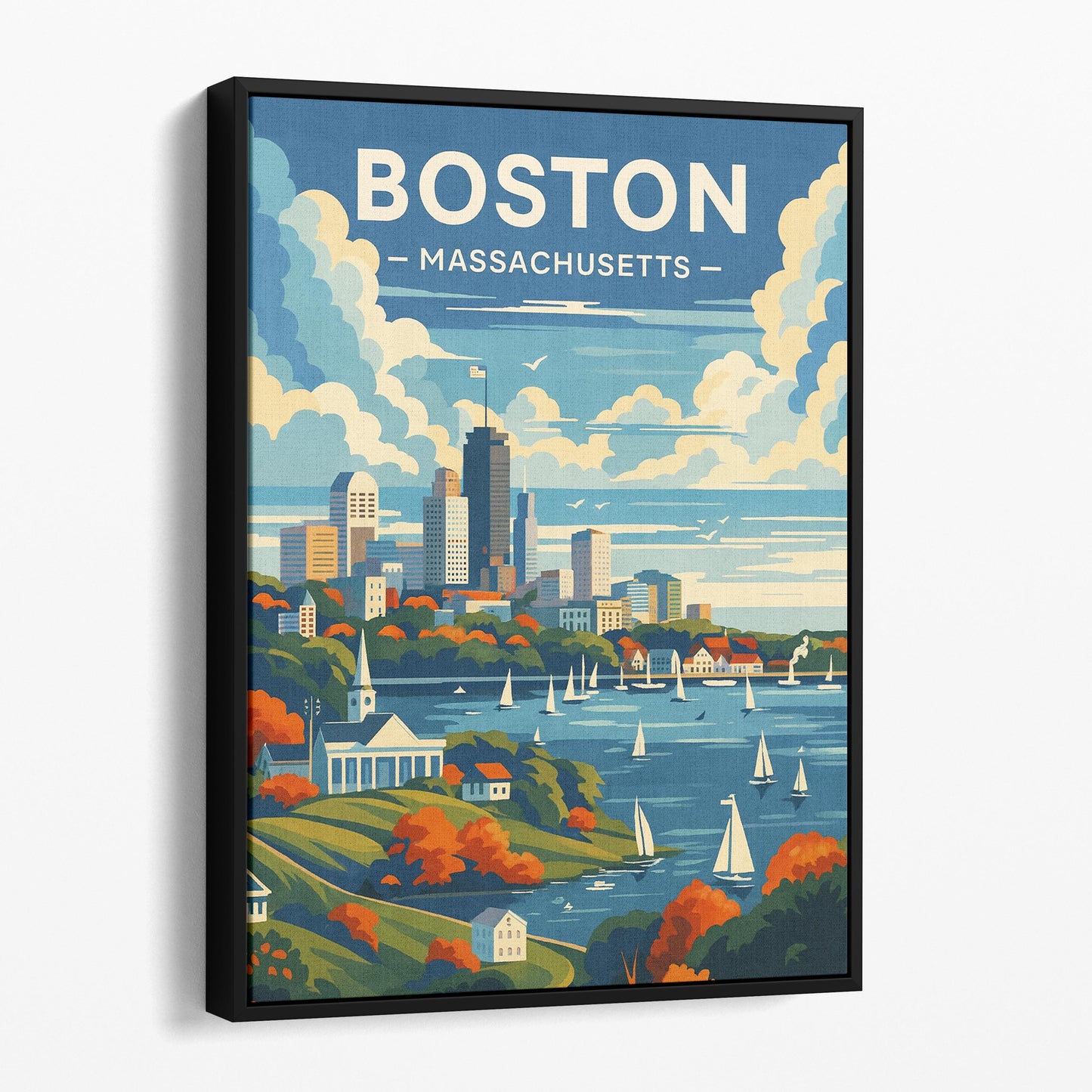 Boston Massachusetts Vintage Travel Poster
