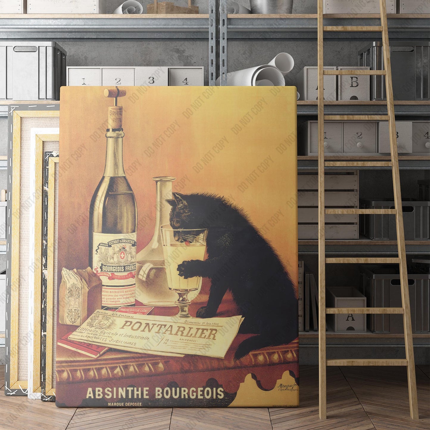 Absinthe Bourgeois 1902 - Cat Drinking Absinthe