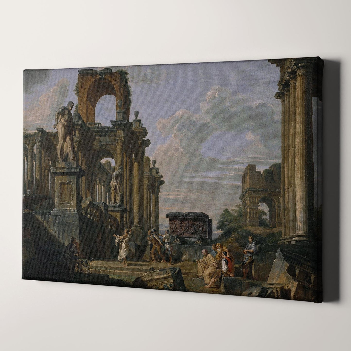 Architectural Capriccio of the Roman Forum with Philosophers and Soldiers by Giovanni Paolo Panini