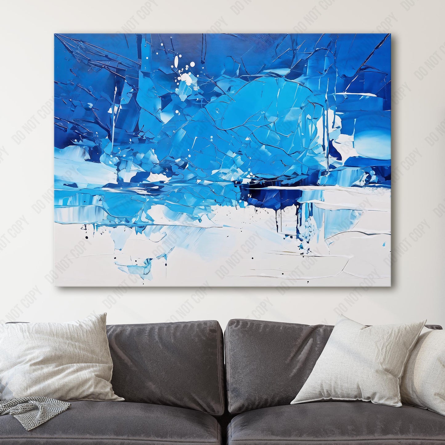 Blue and White Abstract Painting