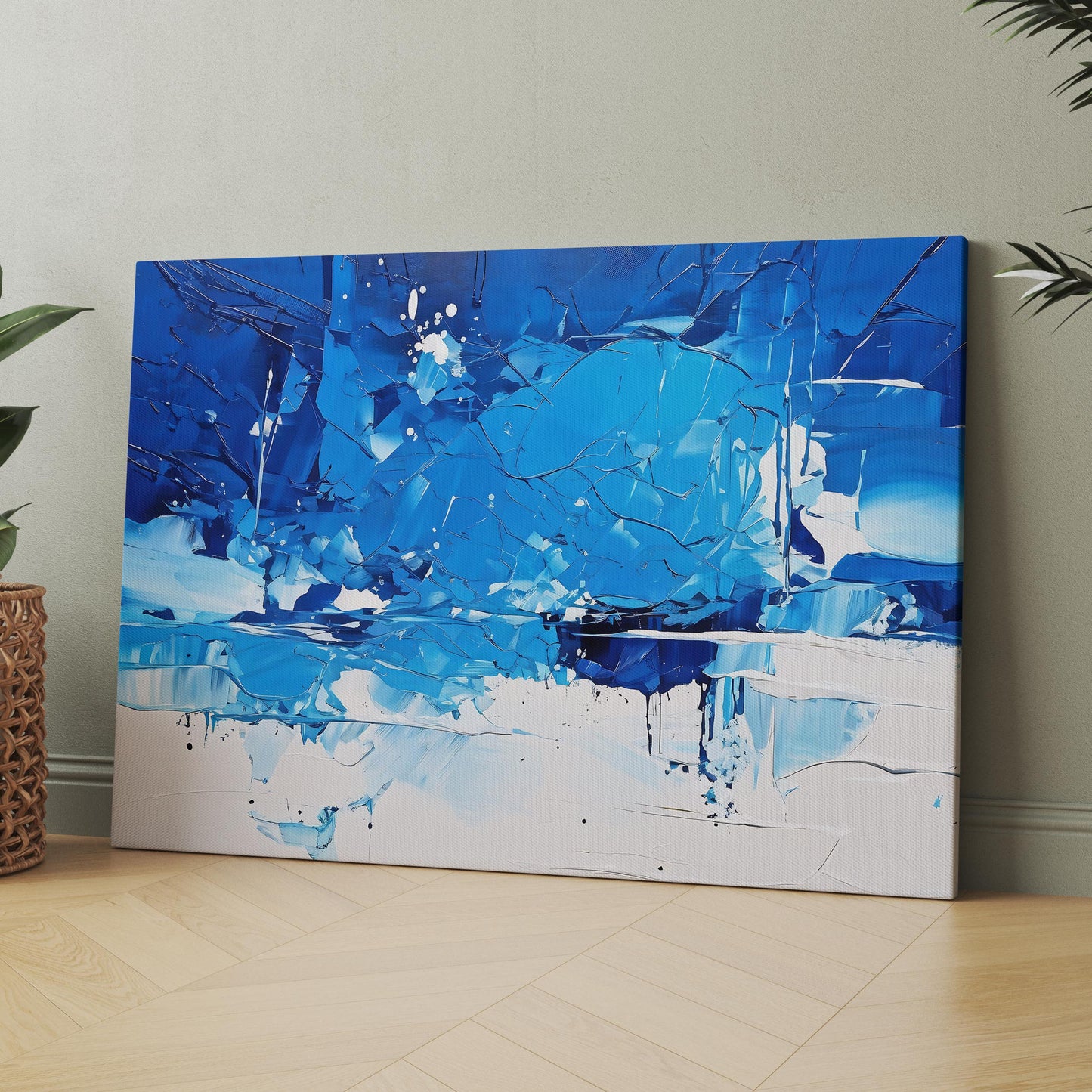 Blue and White Abstract Painting