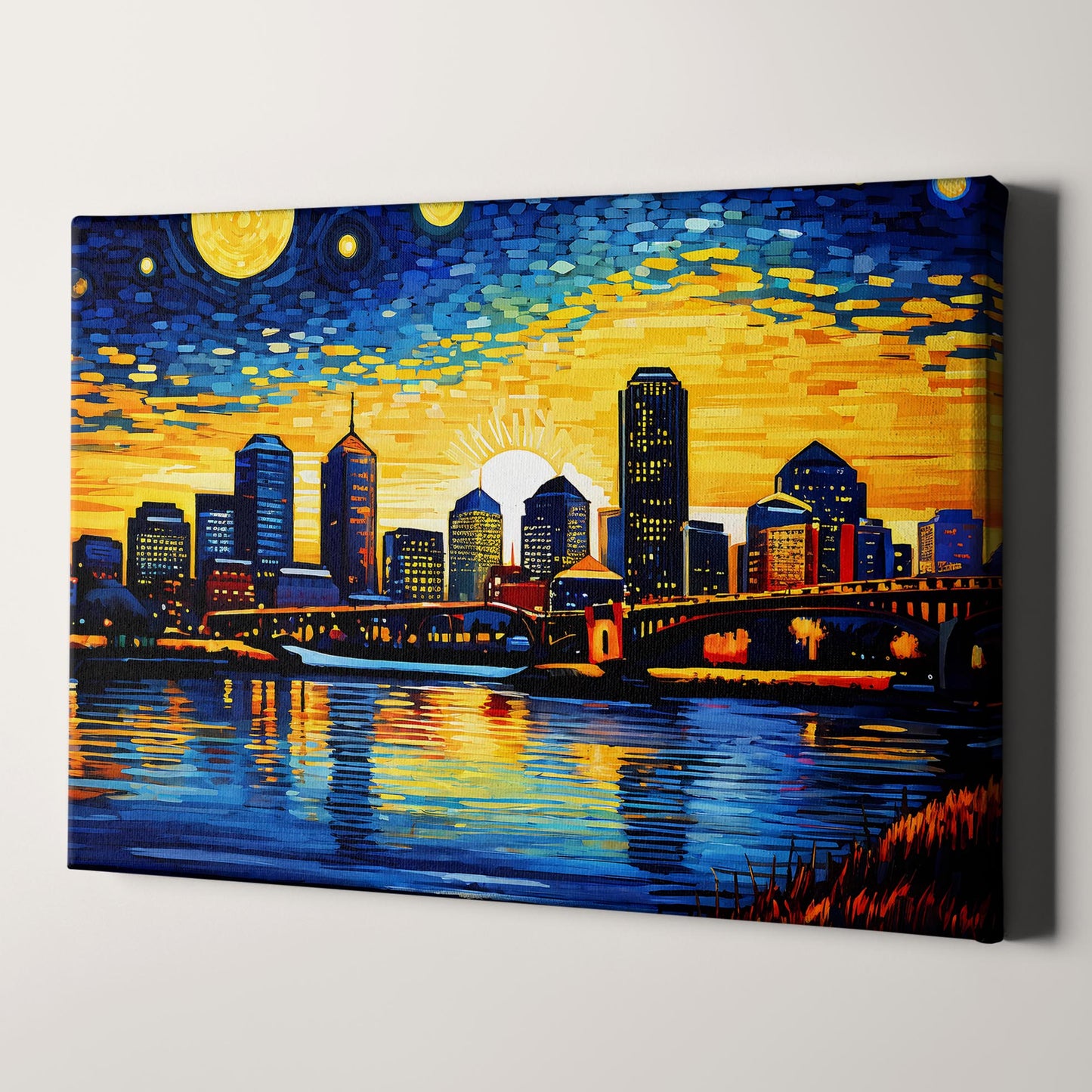 Boston Skyline as Van Gogh Starry Night