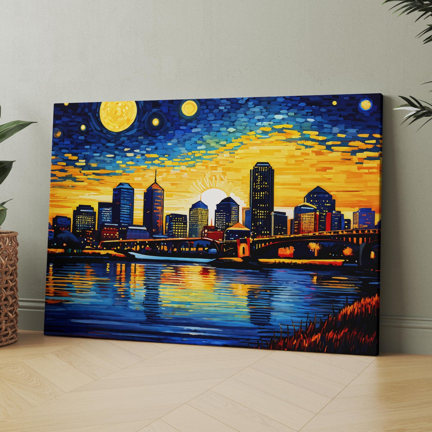 Boston Skyline as Van Gogh Starry Night