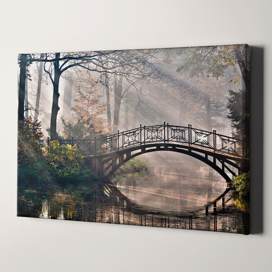 Bridge Over Lake In Forest