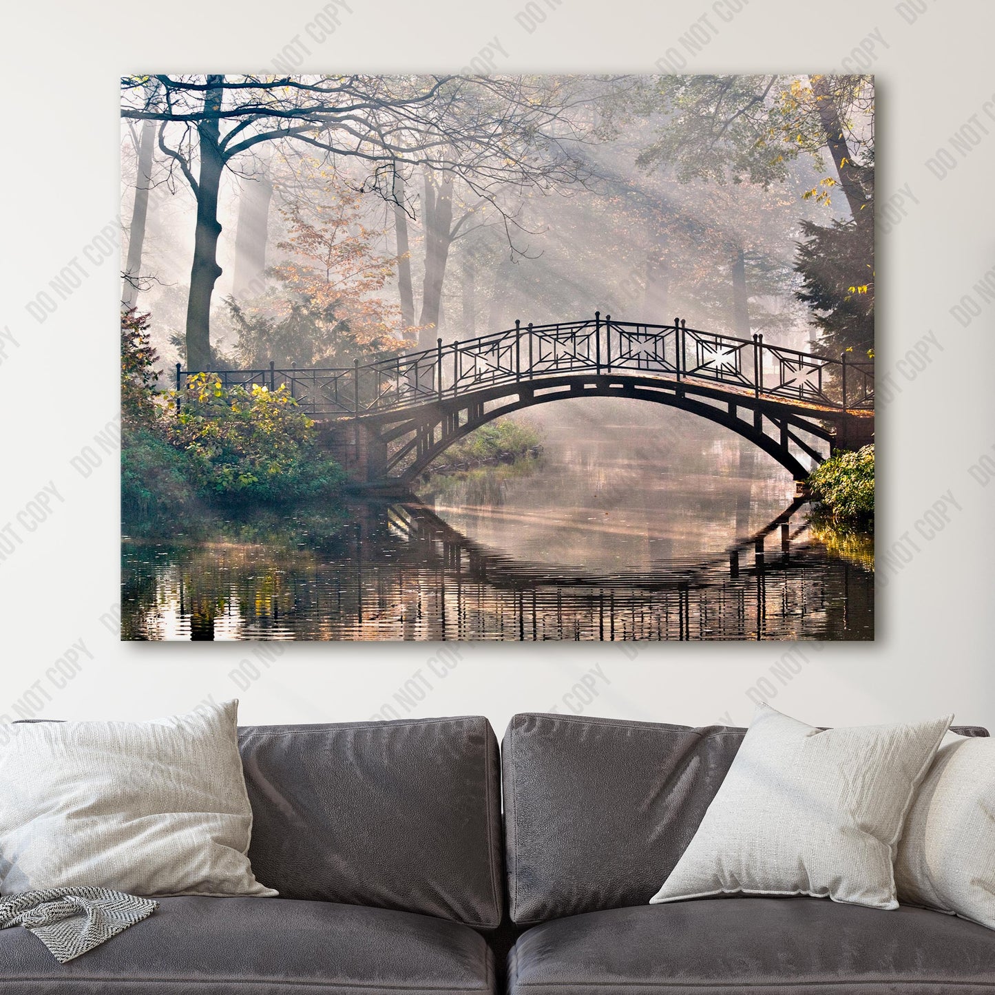 Bridge Over Lake In Forest