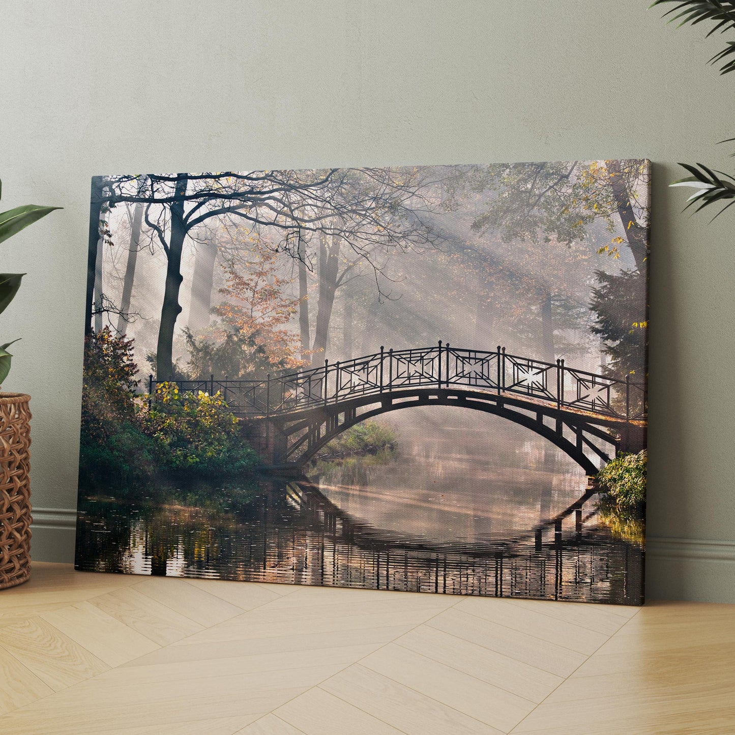 Bridge Over Lake In Forest