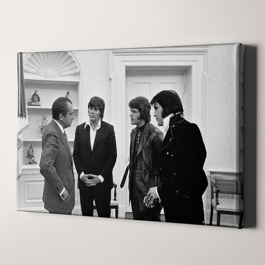 Elvis Presley, Delbert Sonny West, & Jerry Schilling Meeting Richard Nixon