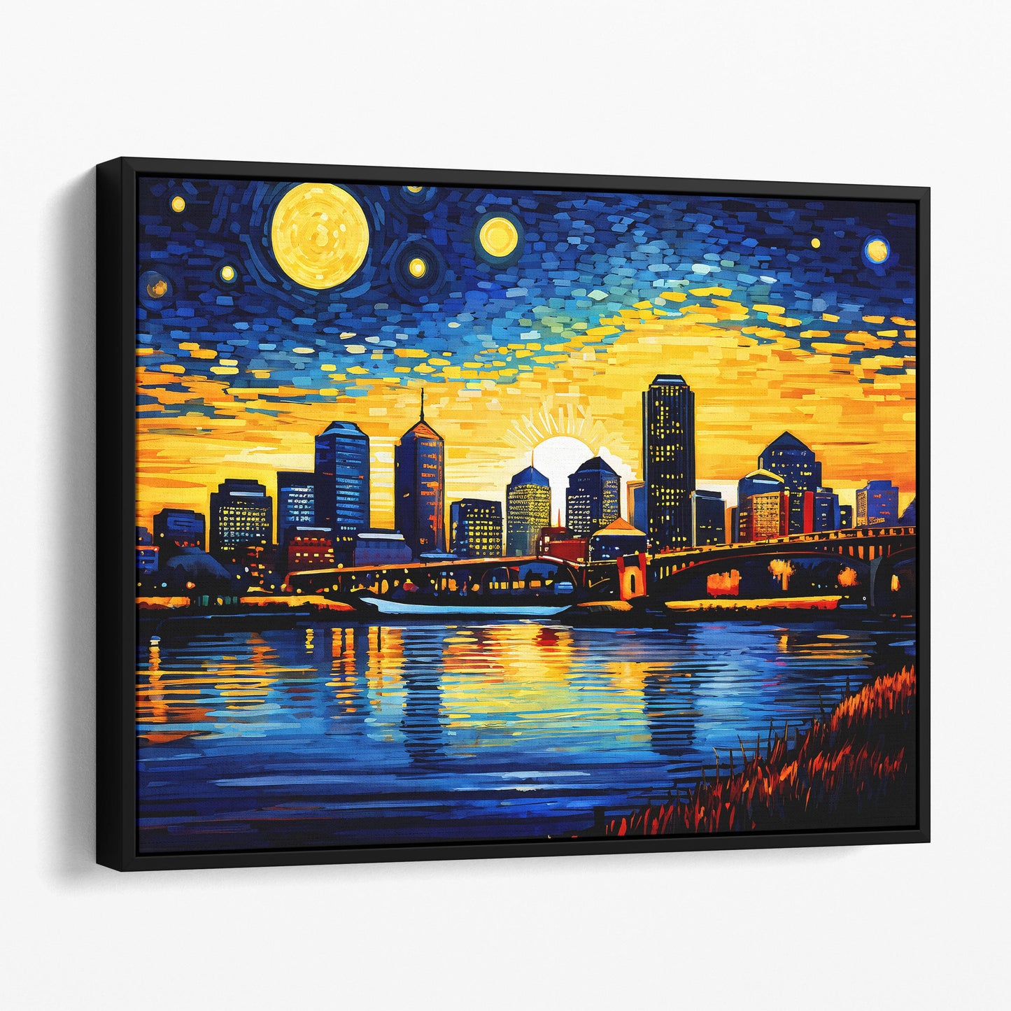 Boston Skyline as Van Gogh Starry Night