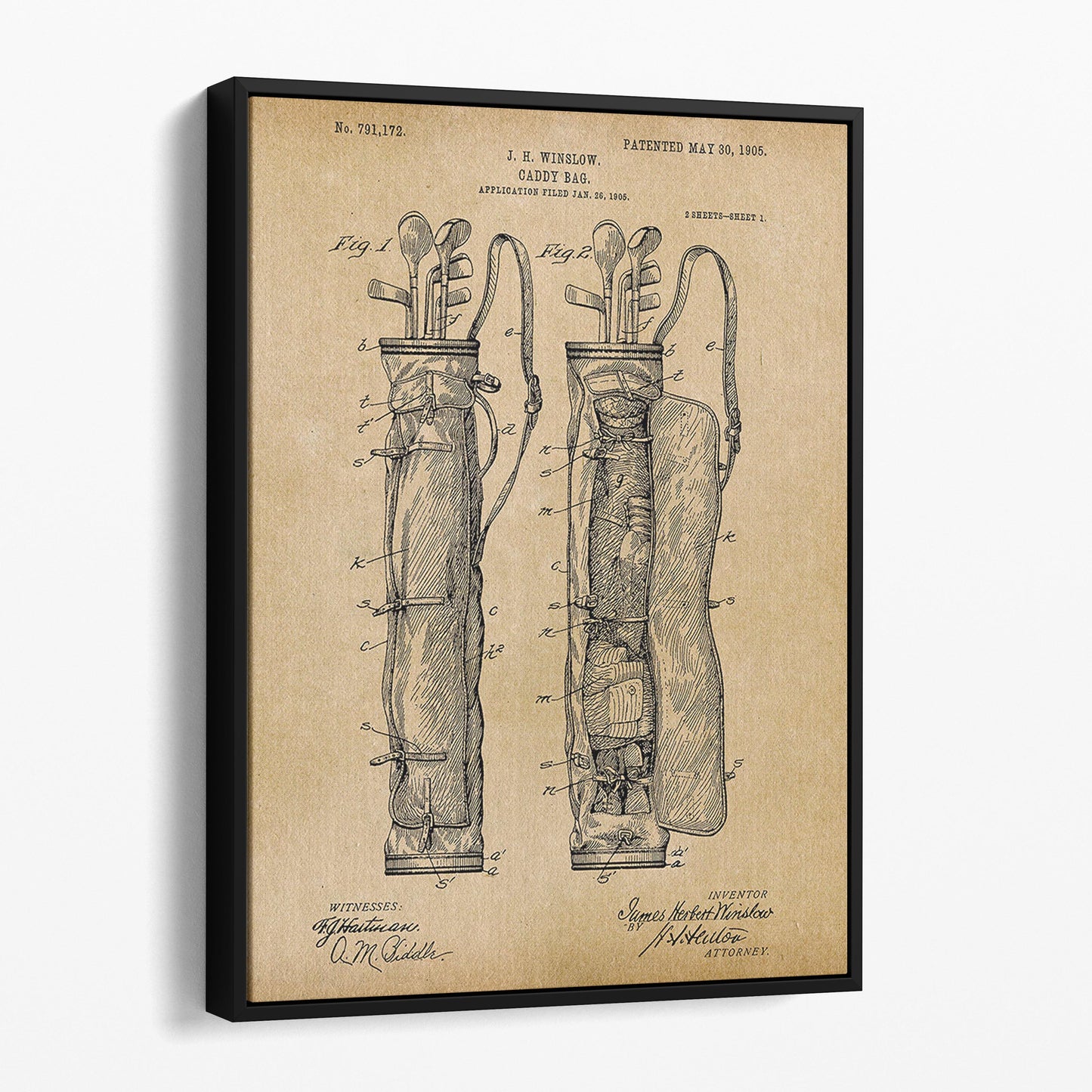 Caddy Bag 1905 Patent Golf Bag