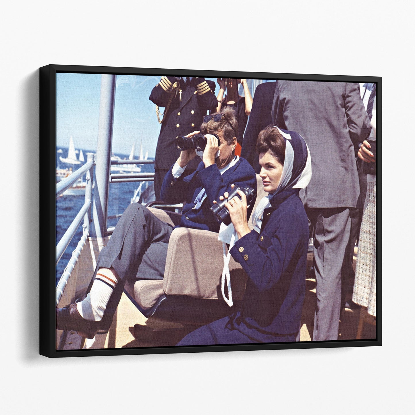 JFK and Jackie Kennedy Watching Sailing Competition, Cape Cod