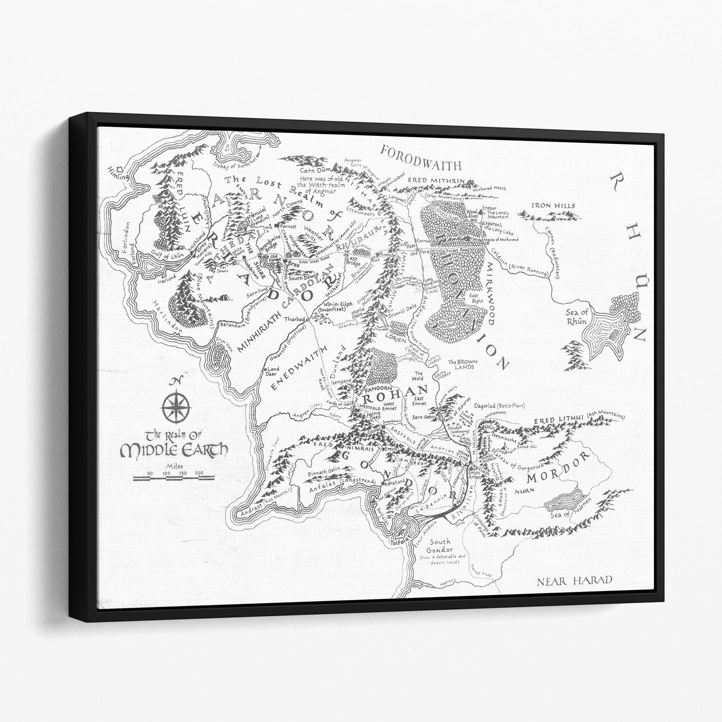 The Lord Of The Rings White Map of Middle Earth