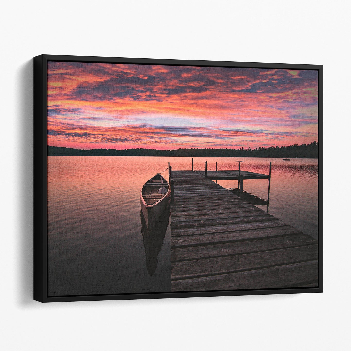 Canoe On Lake In Adirondack Mountains