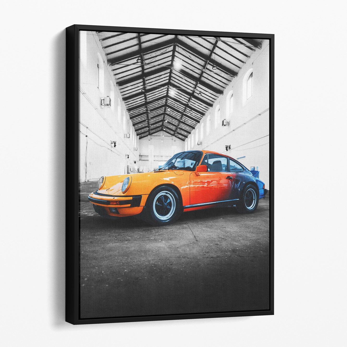 Vintage Orange Porsche 911 on Black & White