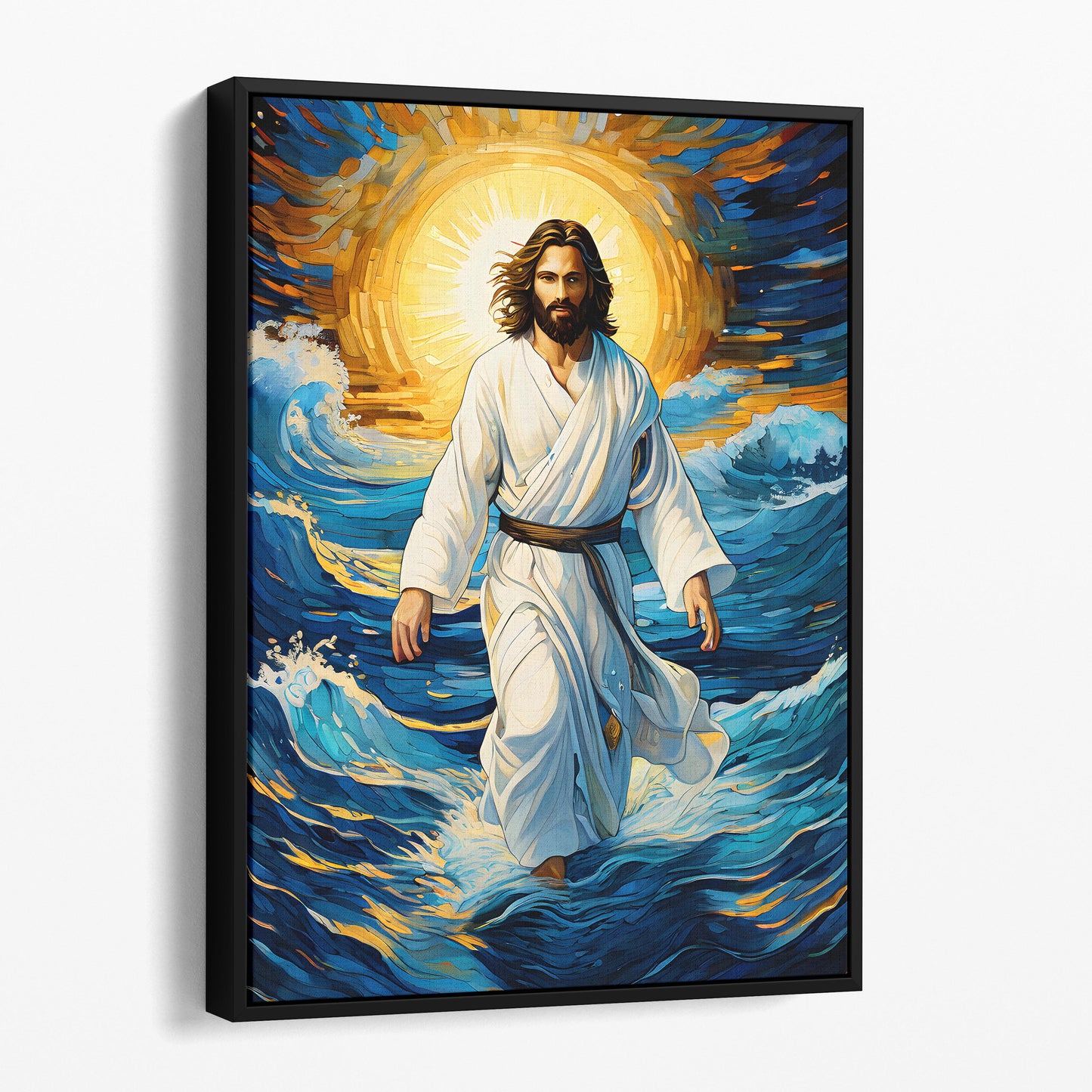 Jesus Christ Walking On Water In Van Gogh Style