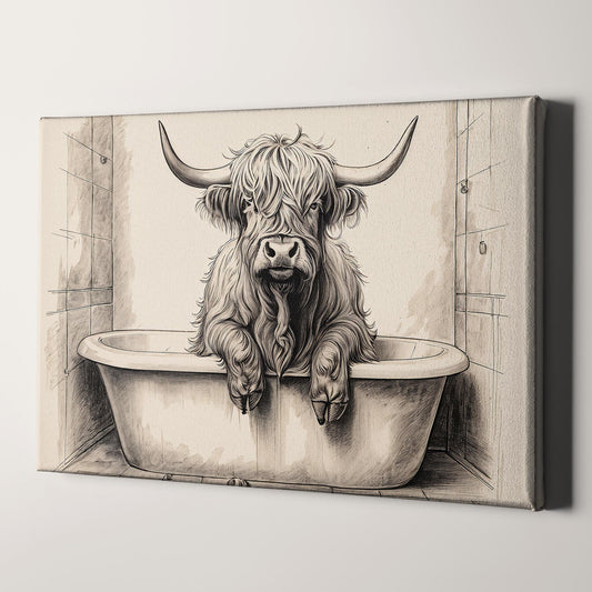 Highland Cow Taking A Bath
