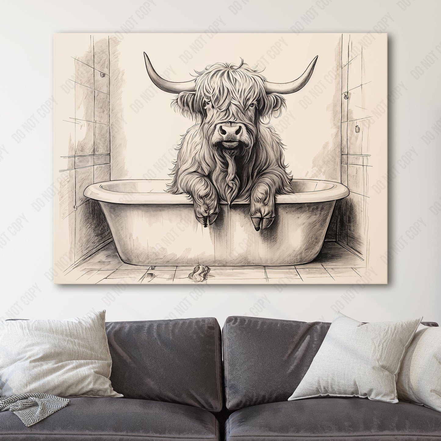 Highland Cow Taking A Bath