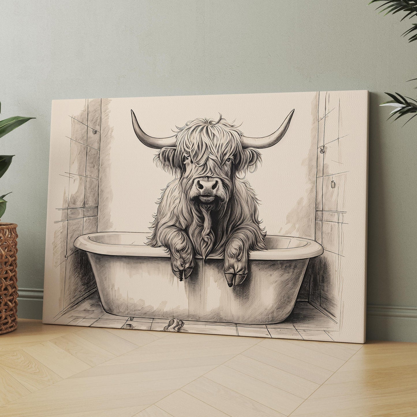 Highland Cow Taking A Bath