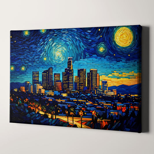 Los Angeles Skyline as Van Gogh Starry Night