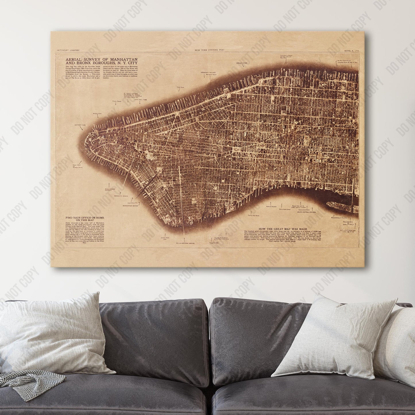 Map of Manhattan New York City 1922