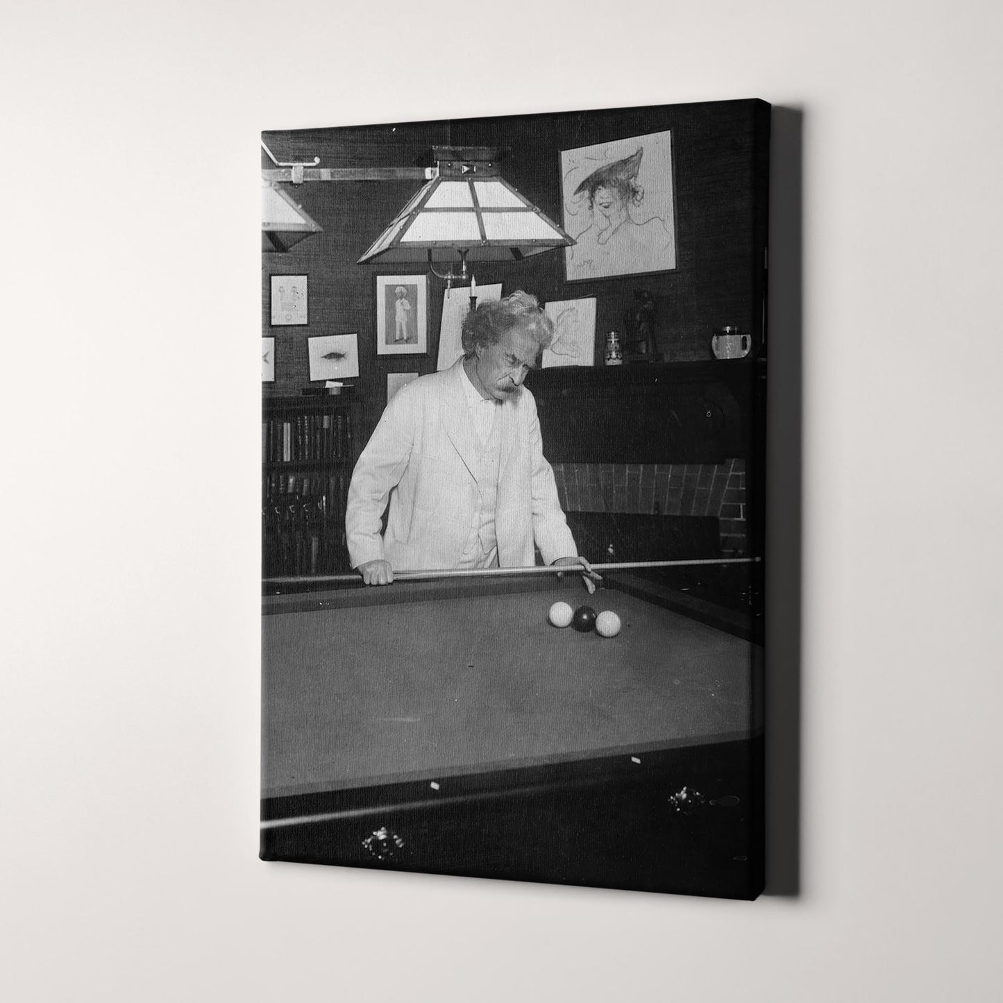 Mark Twain Playing Billiards