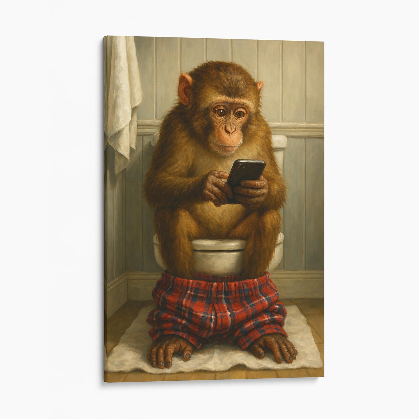 Monkey On Phone On The Toilet