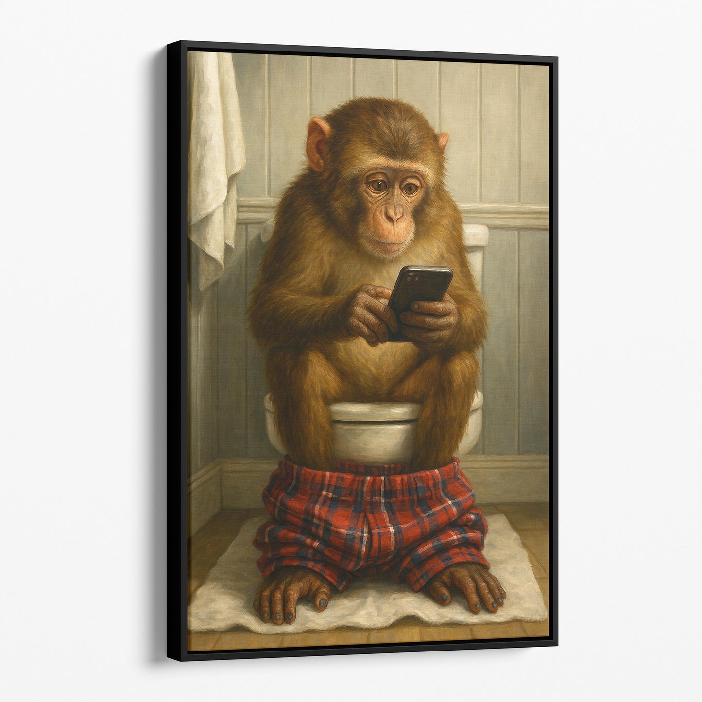 Monkey On Phone On The Toilet