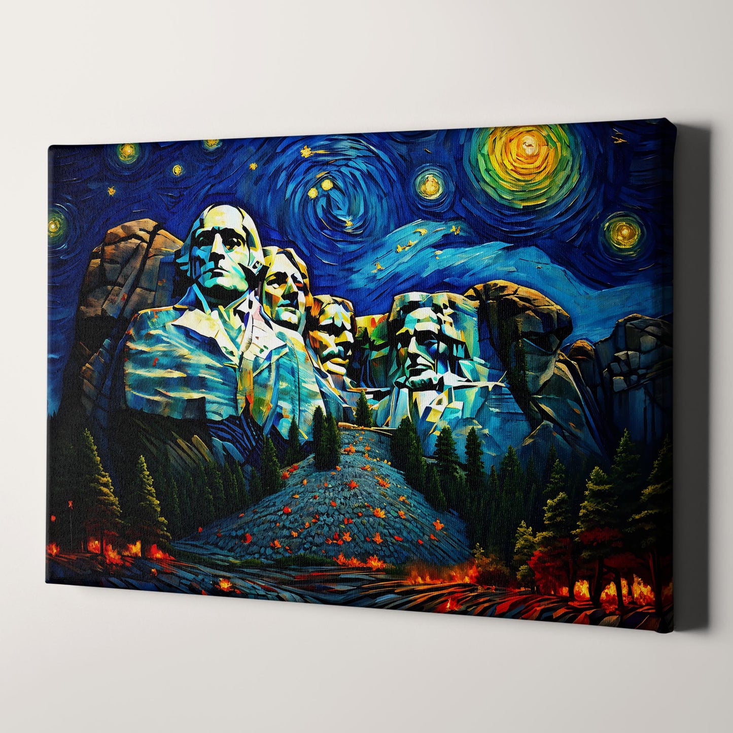 Mount Rushmore as Van Gogh Starry Night