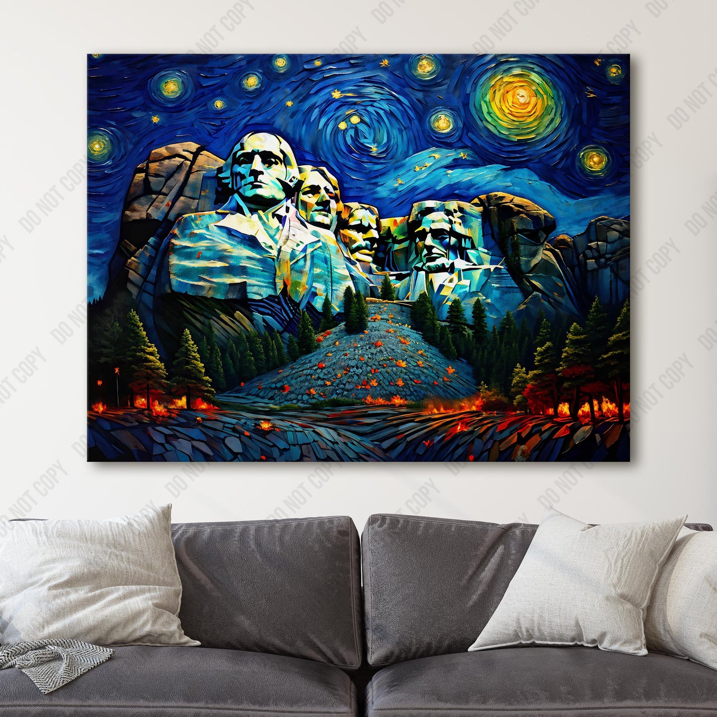 Mount Rushmore as Van Gogh Starry Night